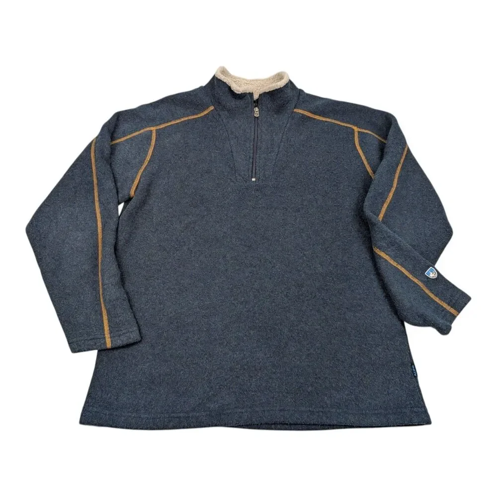 Kuhl Alfpaca Fleece Pullover Jacket Men’s Medium Blue 1/4 Zip Classic Fit